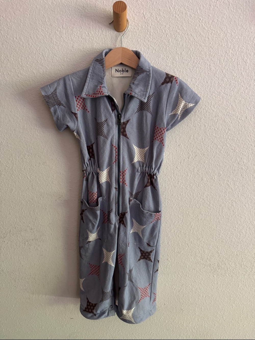 Noble Kids Sparkle Print Zip Romper, 2-3 years